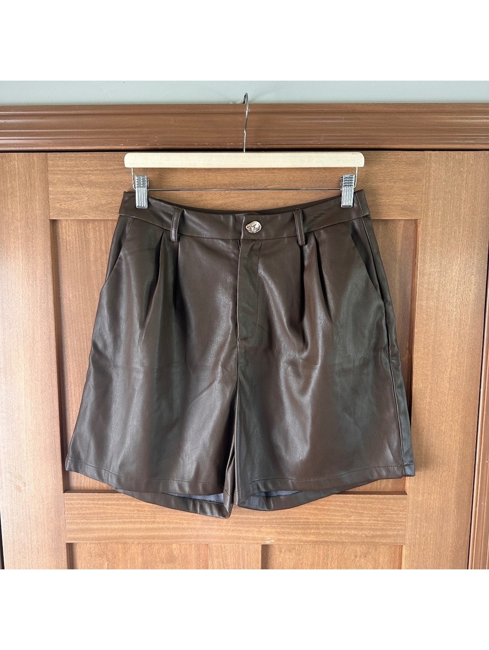 DISSH Faux Leather High Rise Shorts Chocolate Brown Women’s size AU 12 / US 8